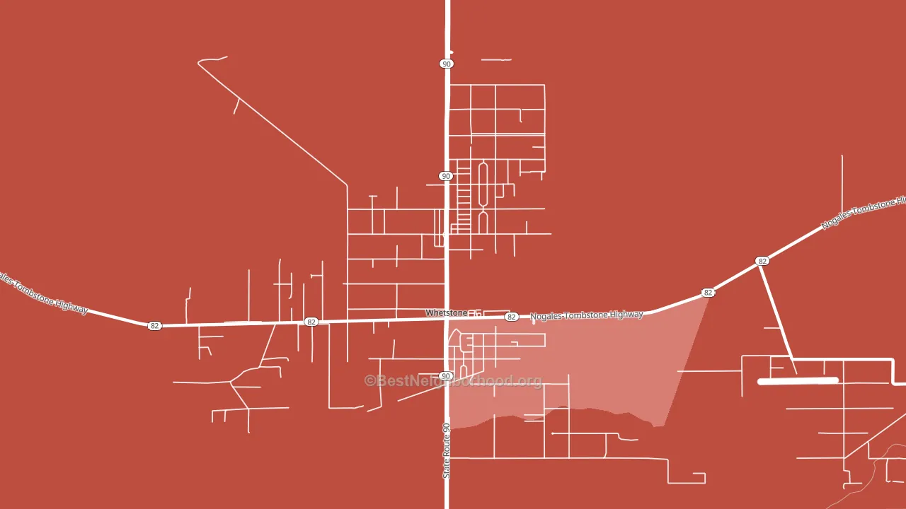 Whetstone, AZ block-group political-lean map