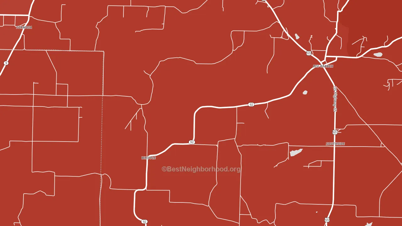 Whipple, AR block-group political-lean map