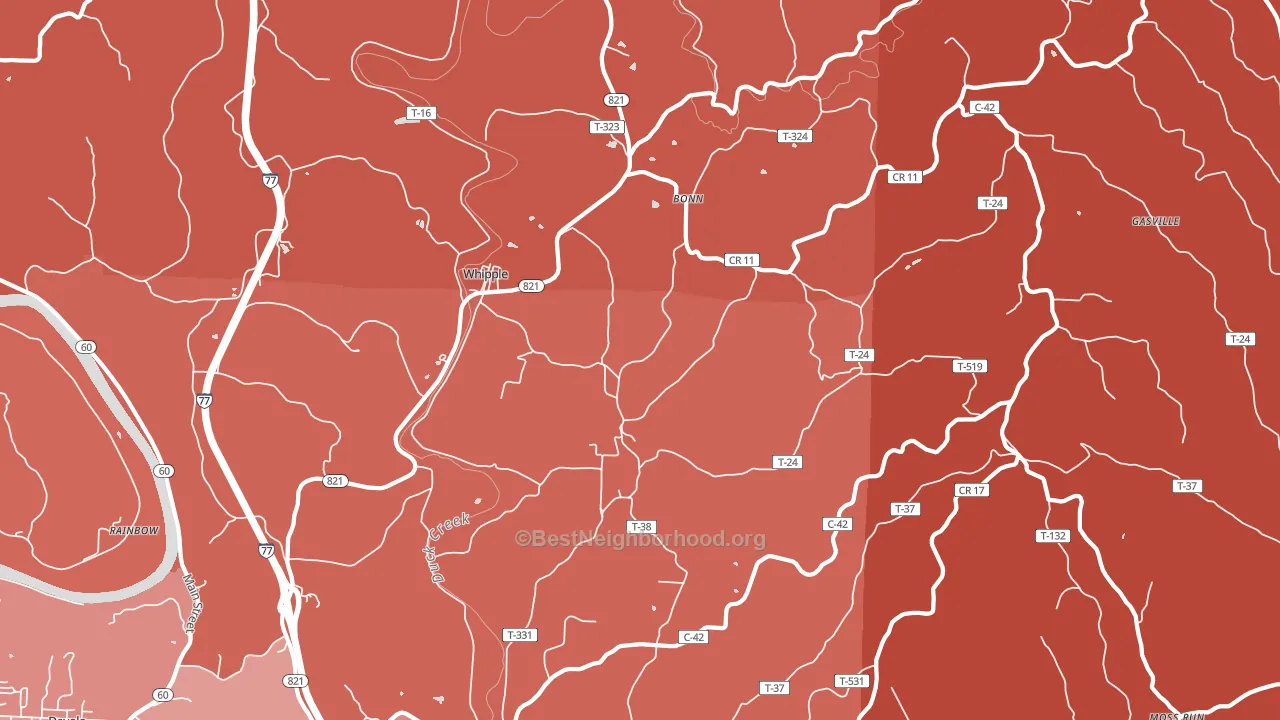 Whipple, OH block-group political-lean map