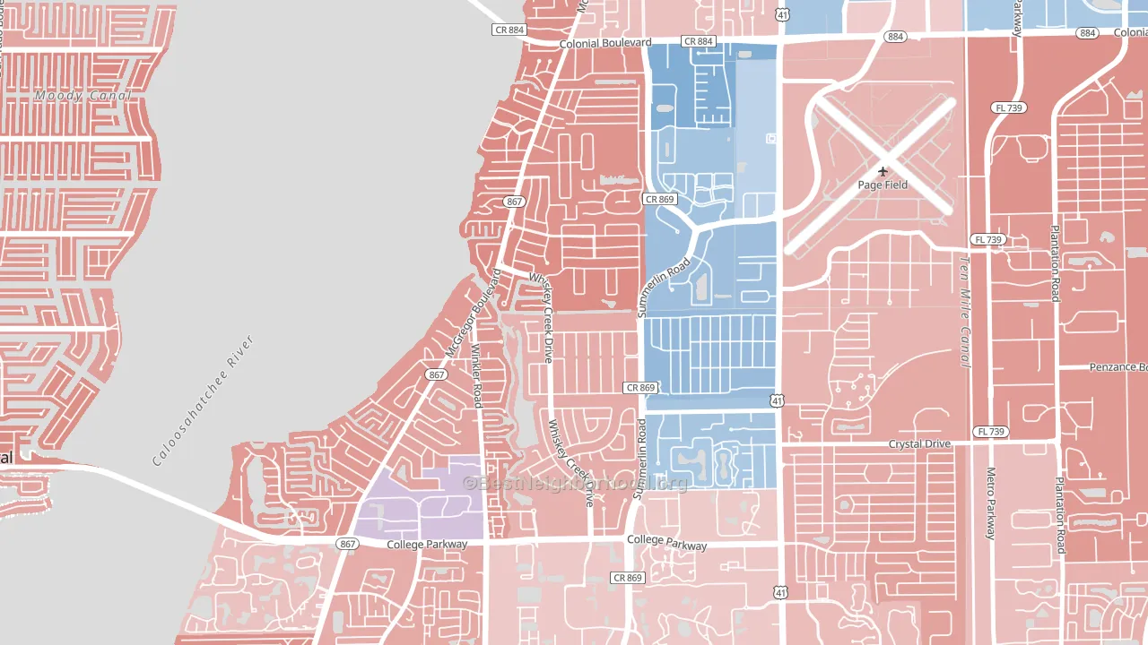 Whiskey Creek, FL block-group political-lean map