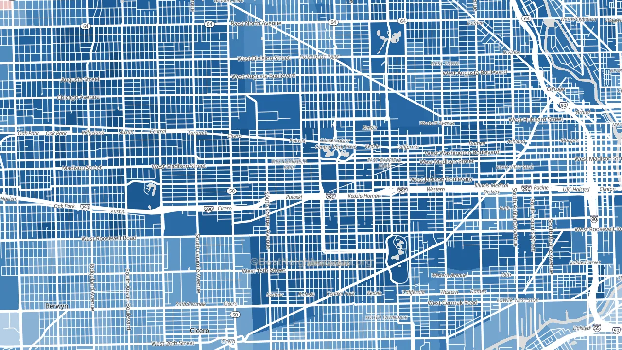 Whiskey Point, Chicago, IL block-group political-lean map