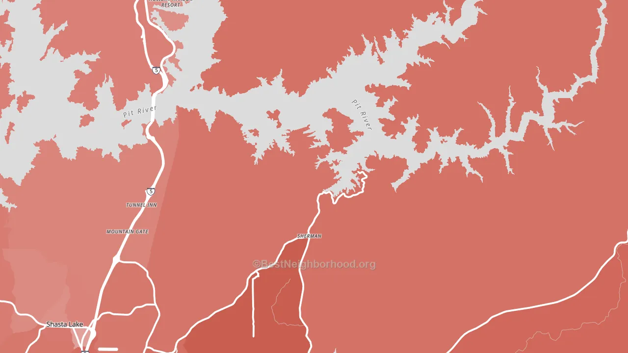 Whiskeytown, CA block-group political-lean map