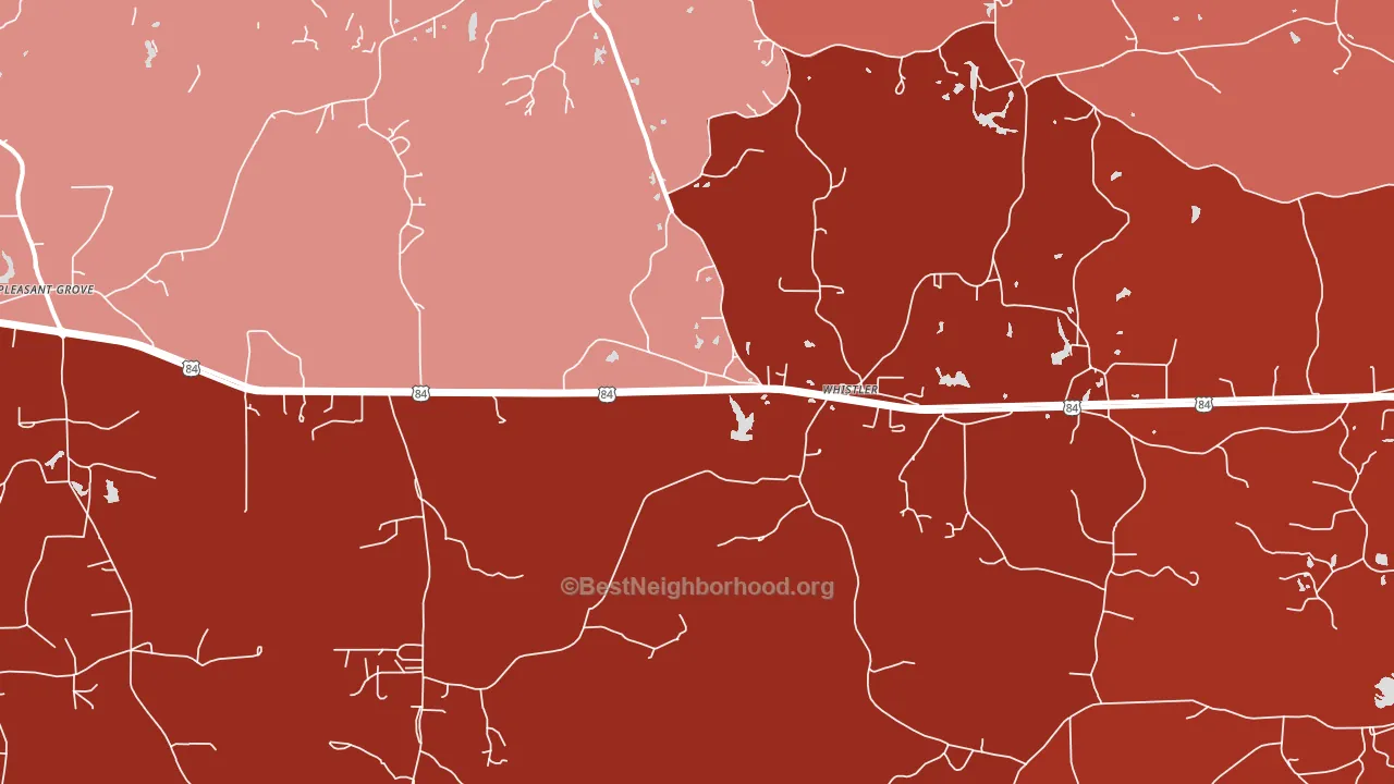 Whistler, MS block-group political-lean map