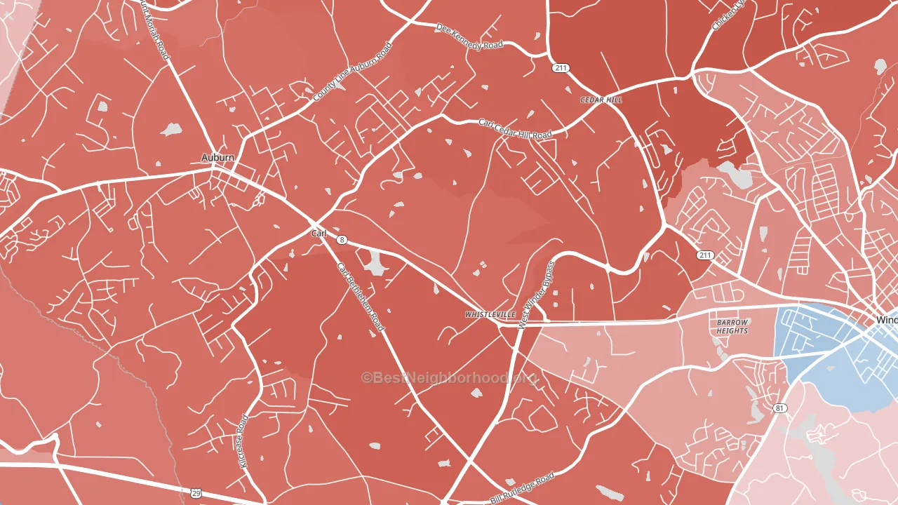 Whistleville, GA block-group political-lean map