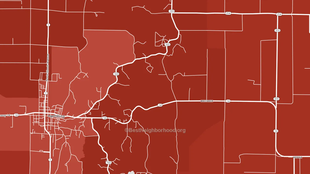 Whitaker, AR block-group political-lean map