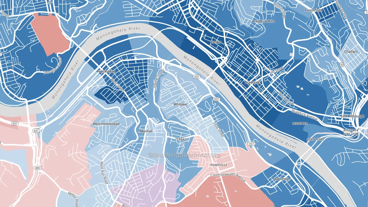 Whitaker, PA block-group political-lean map