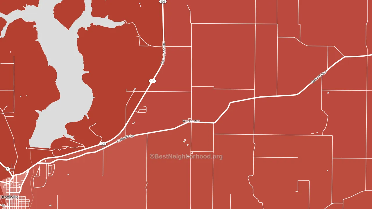 Whitcomb, IN block-group political-lean map
