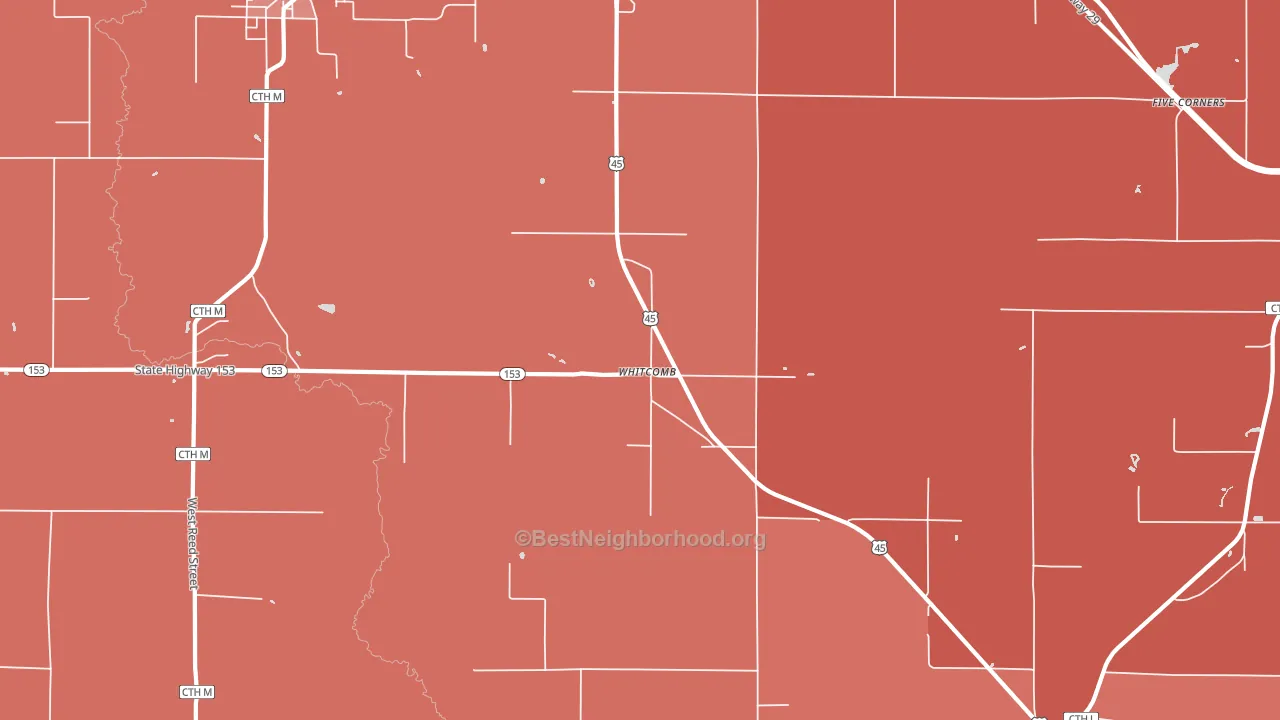 Whitcomb, WI block-group political-lean map