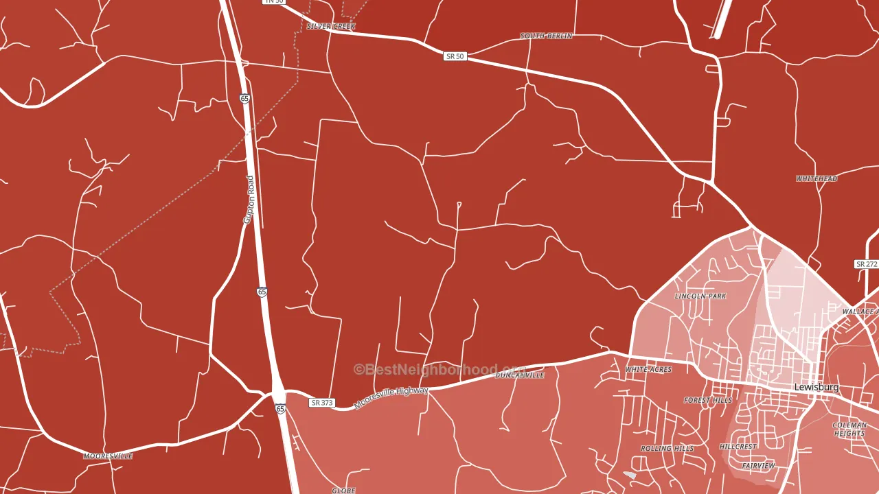 White Acres, TN block-group political-lean map
