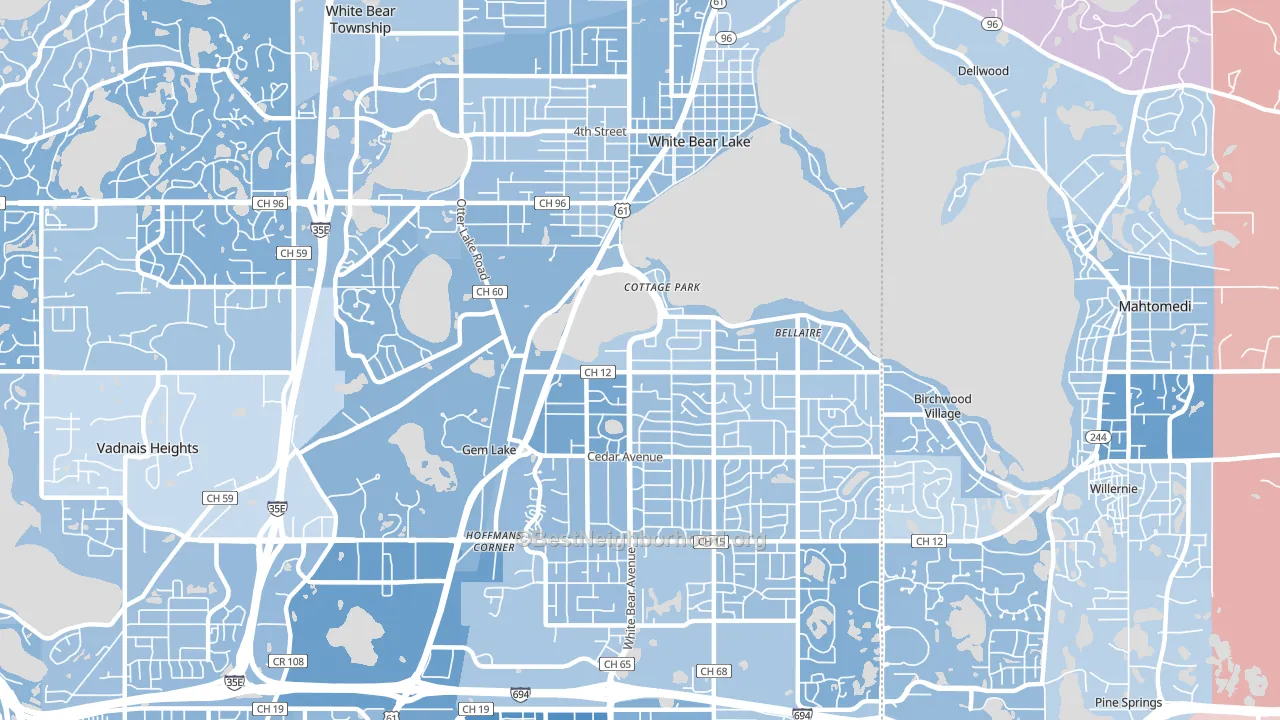 White Bear Lake, MN block-group political-lean map