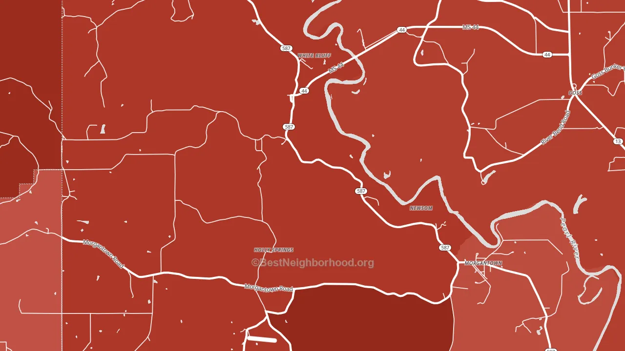 White Bluff, MS block-group political-lean map