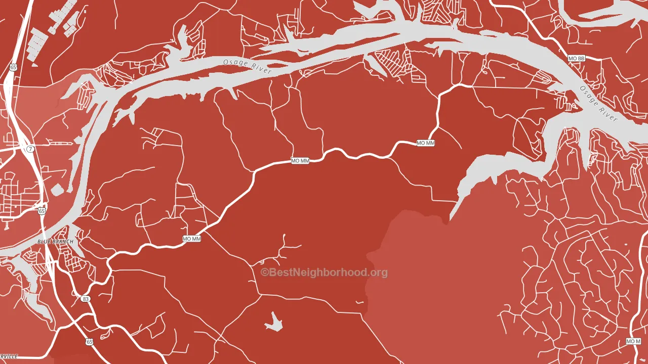 White Branch, MO block-group political-lean map