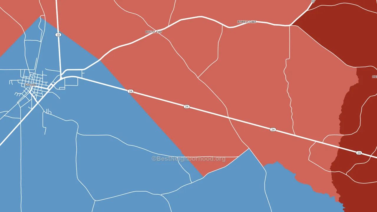 White Cap, MS block-group political-lean map
