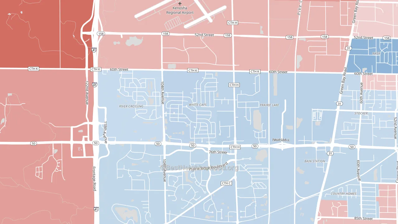 White Caps, Kenosha, WI block-group political-lean map