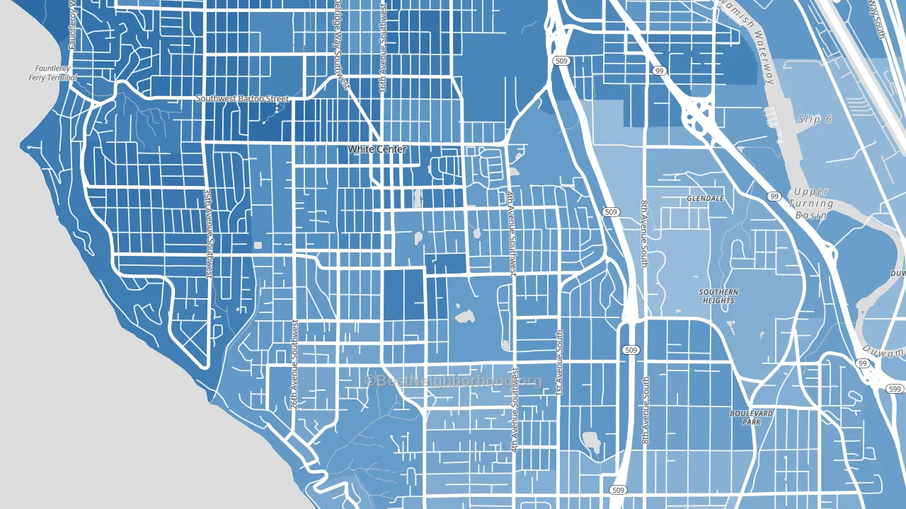 White Center, WA block-group political-lean map