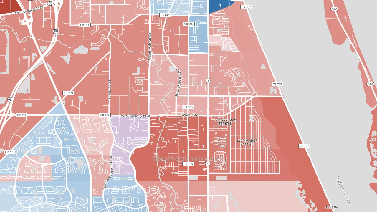 White City, Fort Pierce, FL block-group political-lean map