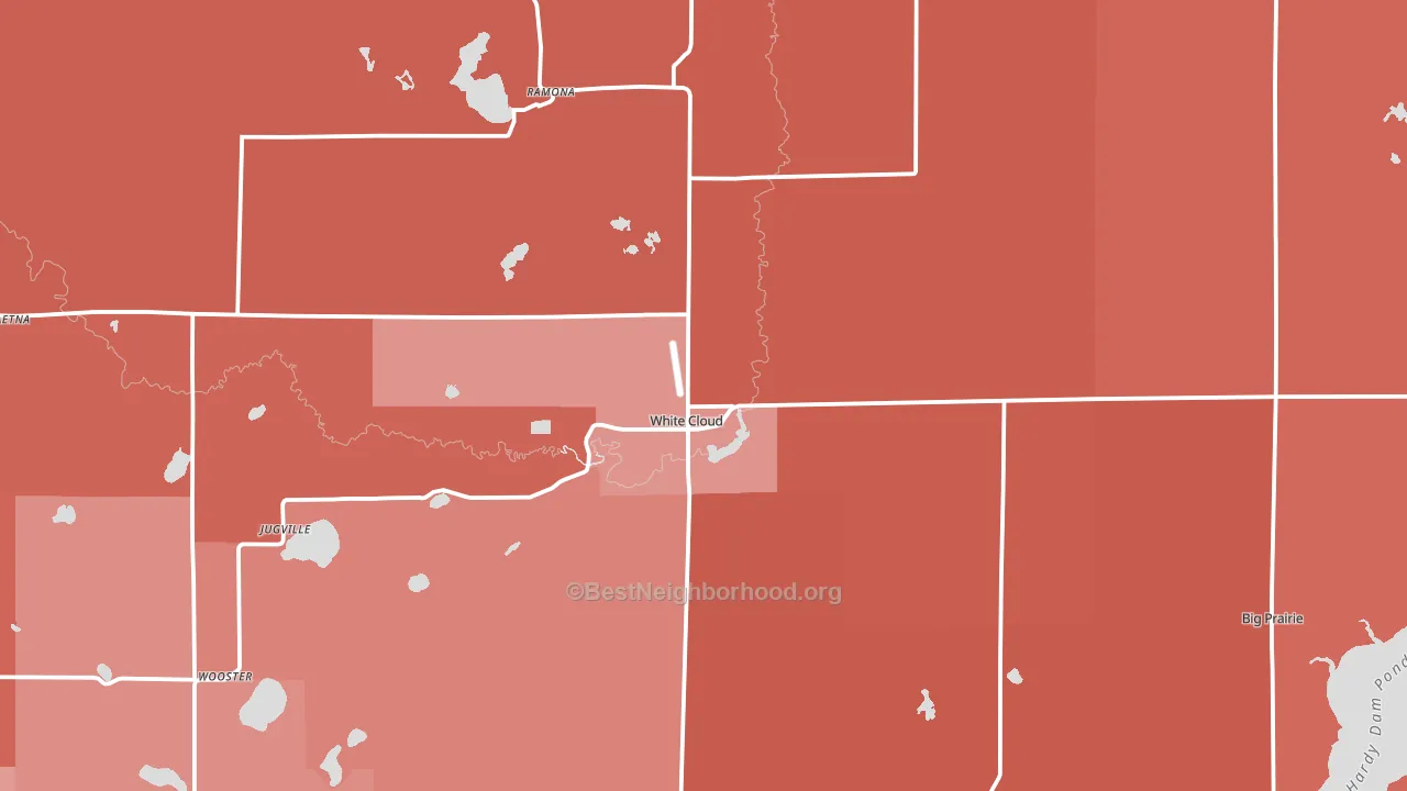 White Cloud, MI block-group political-lean map