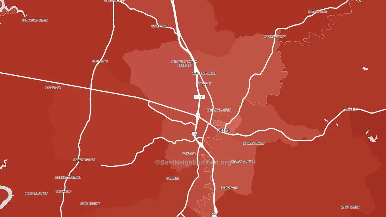 White County, TN block-group political-lean map