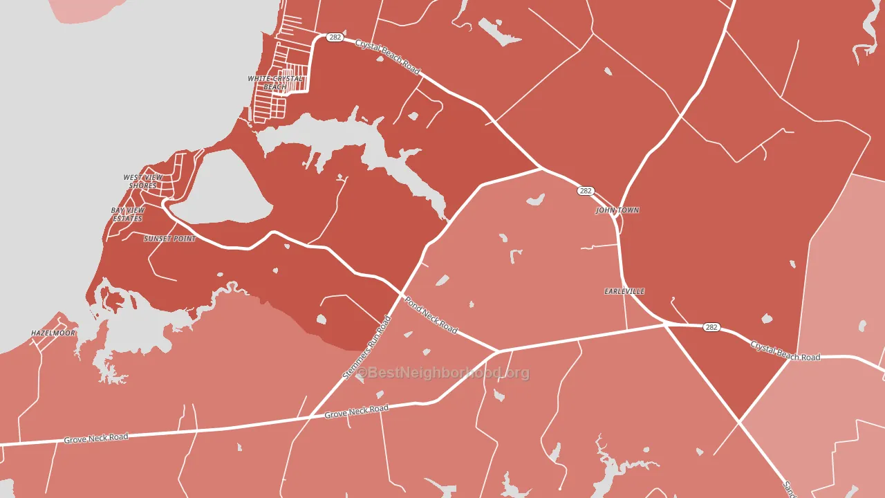 White Crystal Beach, MD block-group political-lean map