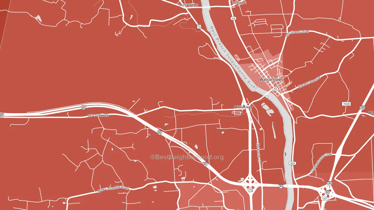 White Deer, PA block-group political-lean map