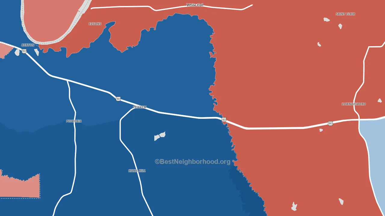 White Hall, AL block-group political-lean map