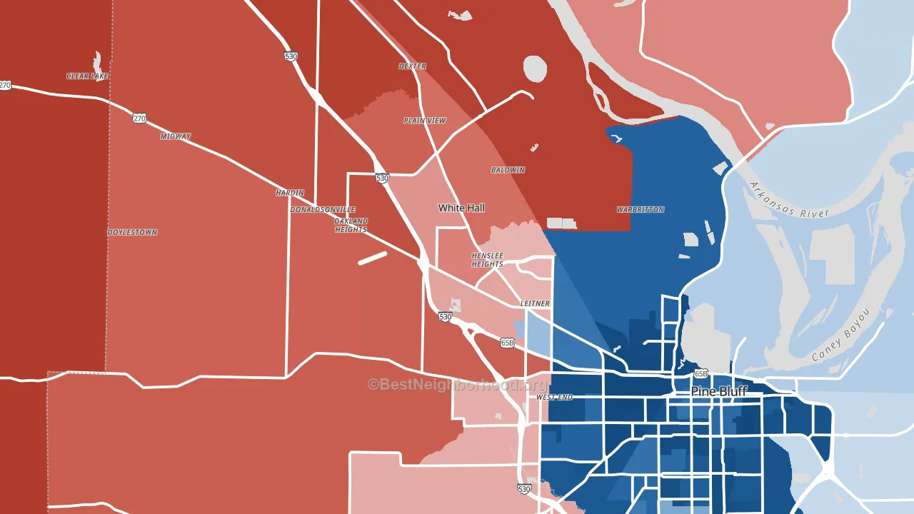White Hall, AR block-group political-lean map