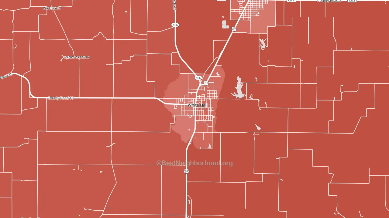 White Hall, IL block-group political-lean map