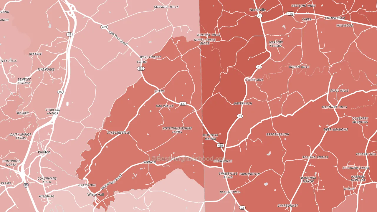 White Hall, MD block-group political-lean map