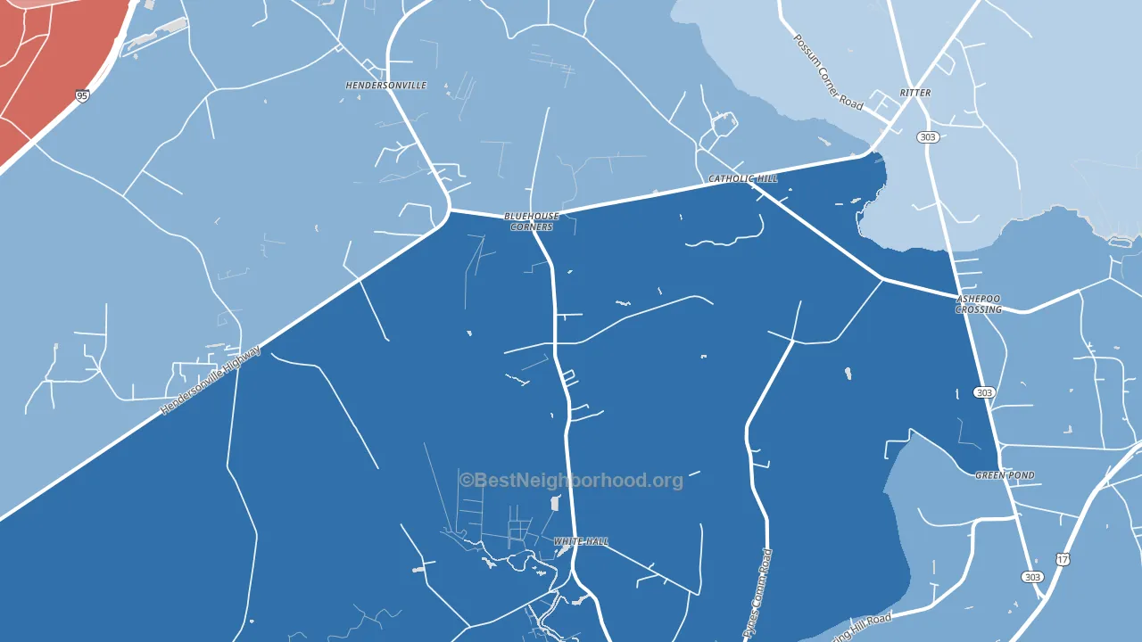 White Hall, SC block-group political-lean map