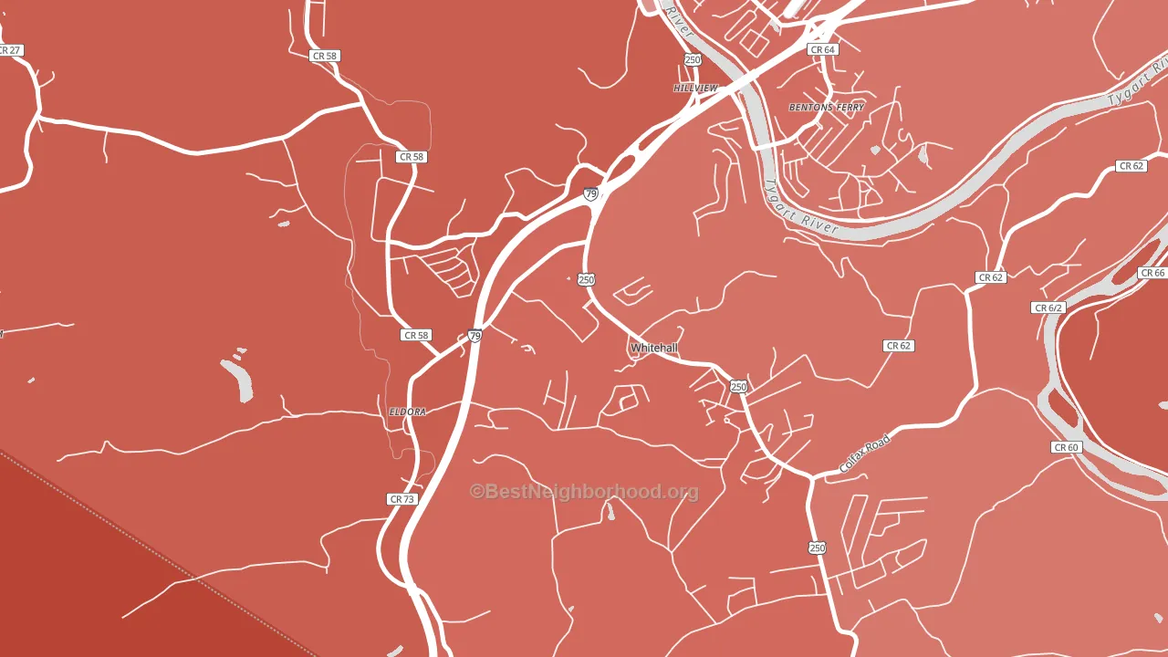 White Hall, WV block-group political-lean map
