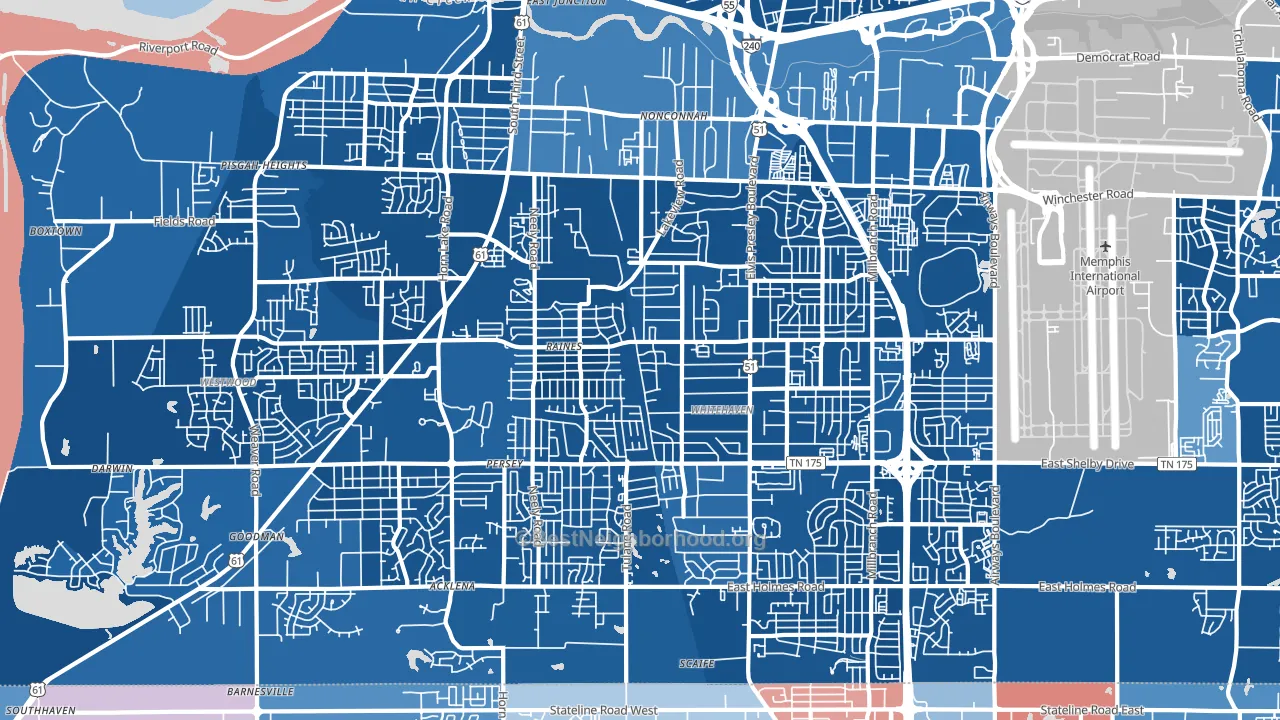 White Haven-Coro Lake, Memphis, TN block-group political-lean map