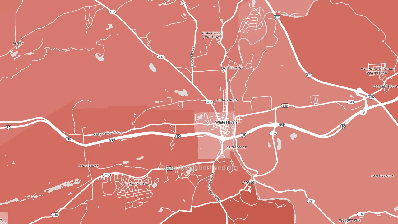 White Haven, PA block-group political-lean map