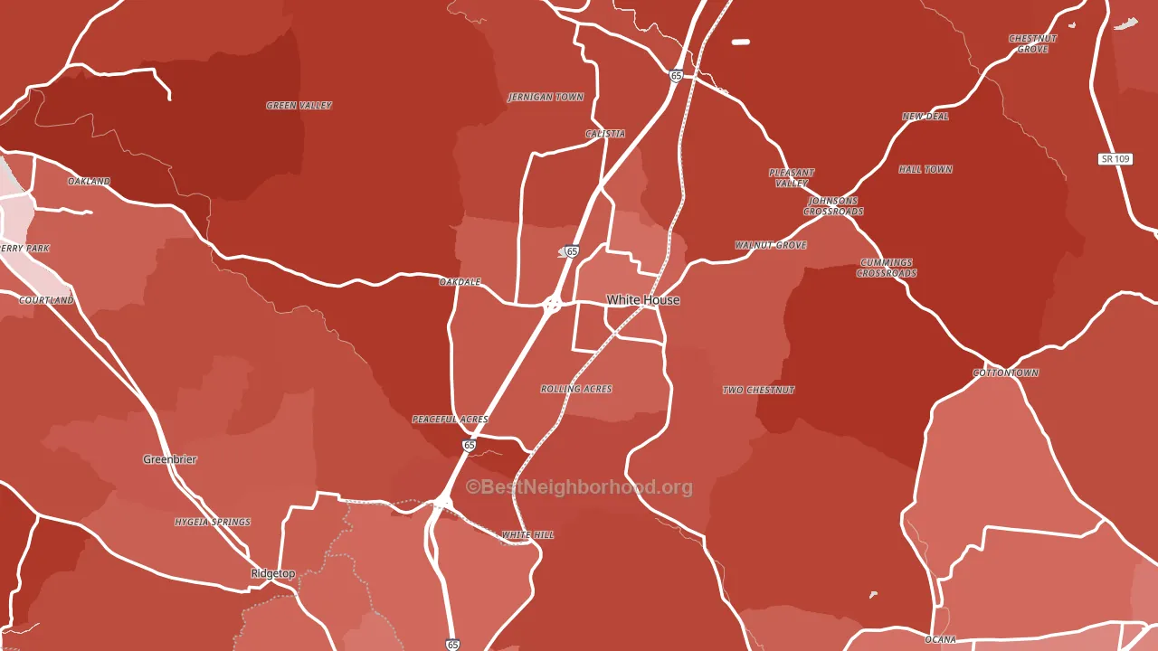 White House, TN block-group political-lean map