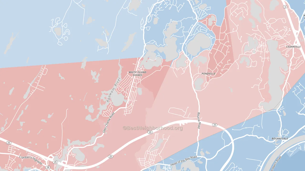 White Island Shores, MA block-group political-lean map