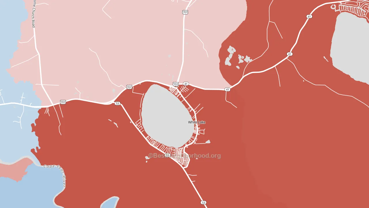 White Lake, NC block-group political-lean map