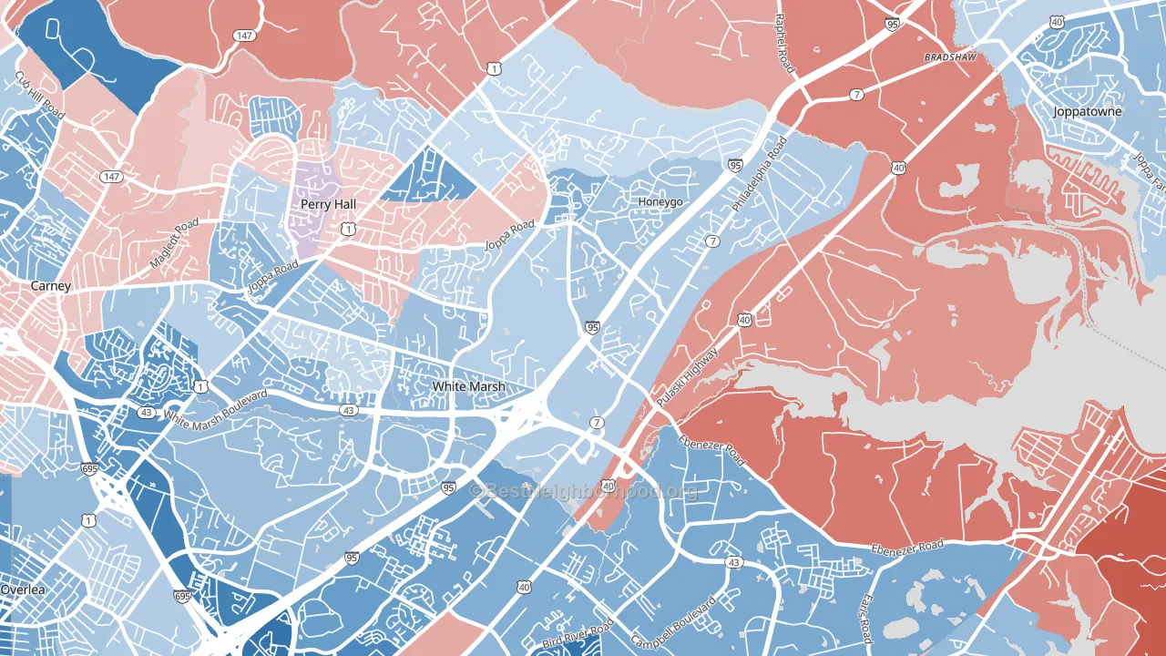 White Marsh, MD block-group political-lean map
