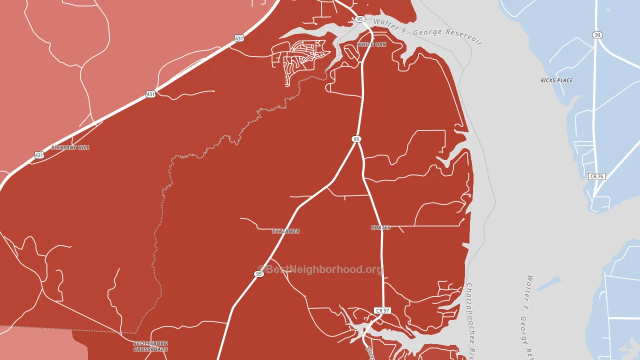 White Oak, AL block-group political-lean map