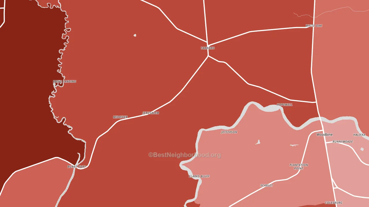 White Oak, GA block-group political-lean map