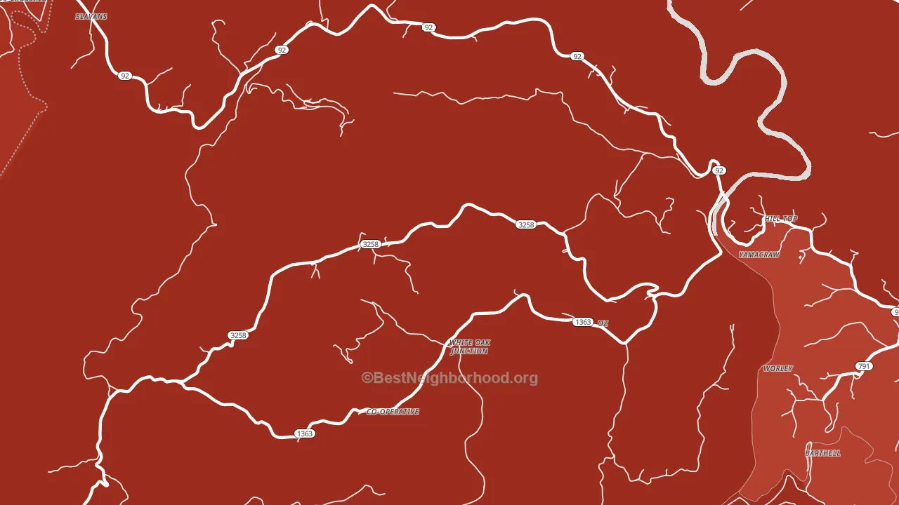 White Oak Junction, KY block-group political-lean map