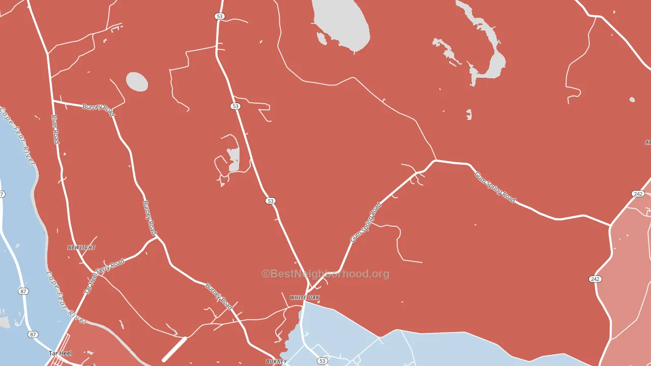 White Oak, NC block-group political-lean map