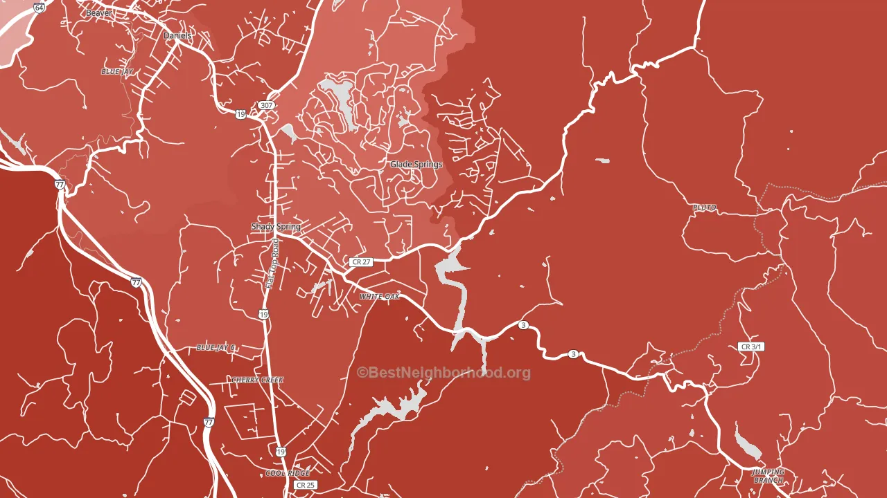 White Oak, WV block-group political-lean map