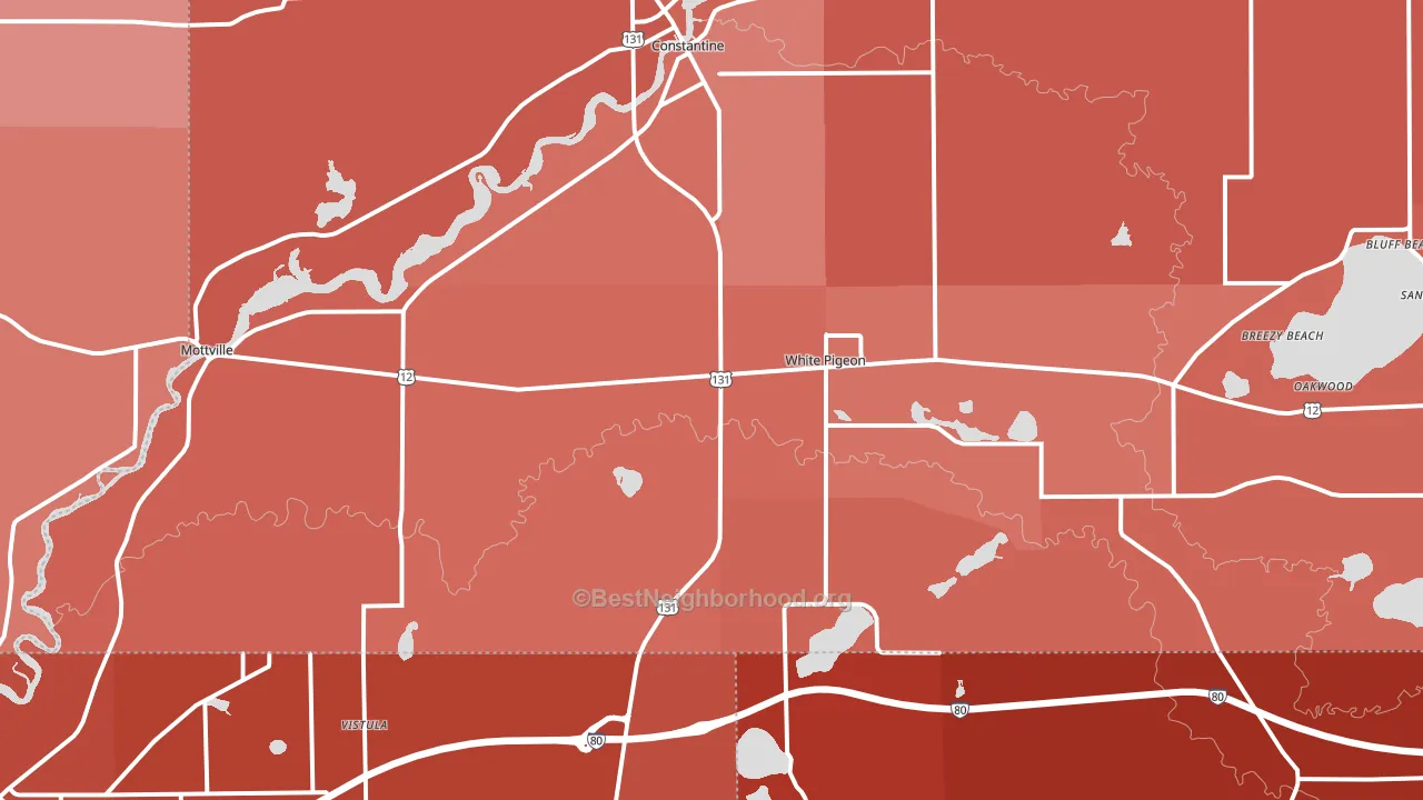 White Pigeon, MI block-group political-lean map