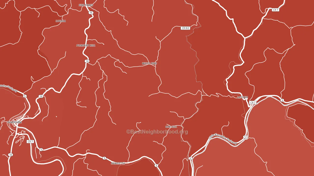 White Pine, WV block-group political-lean map