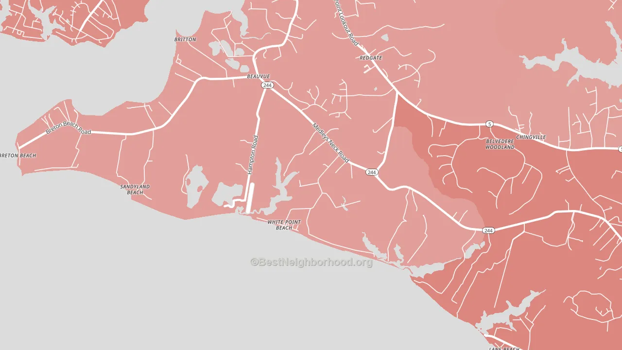 White Point Beach, MD block-group political-lean map