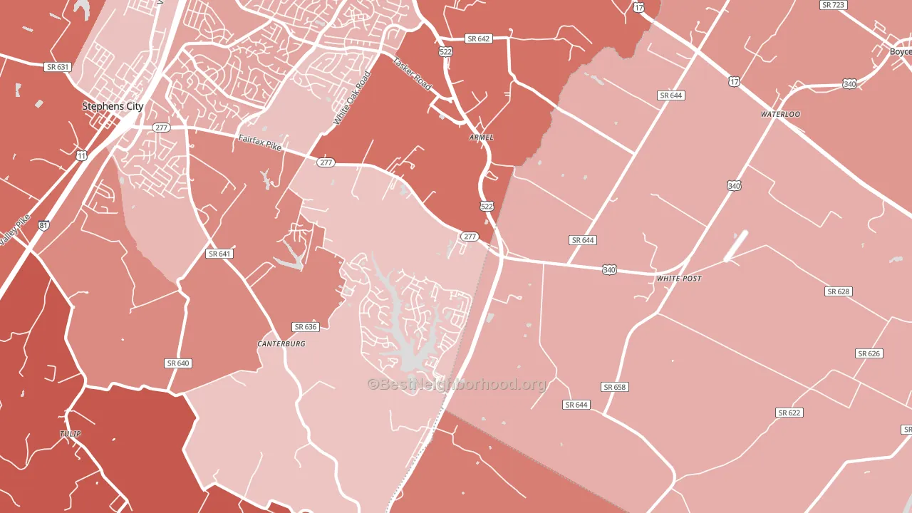 White Post, VA block-group political-lean map