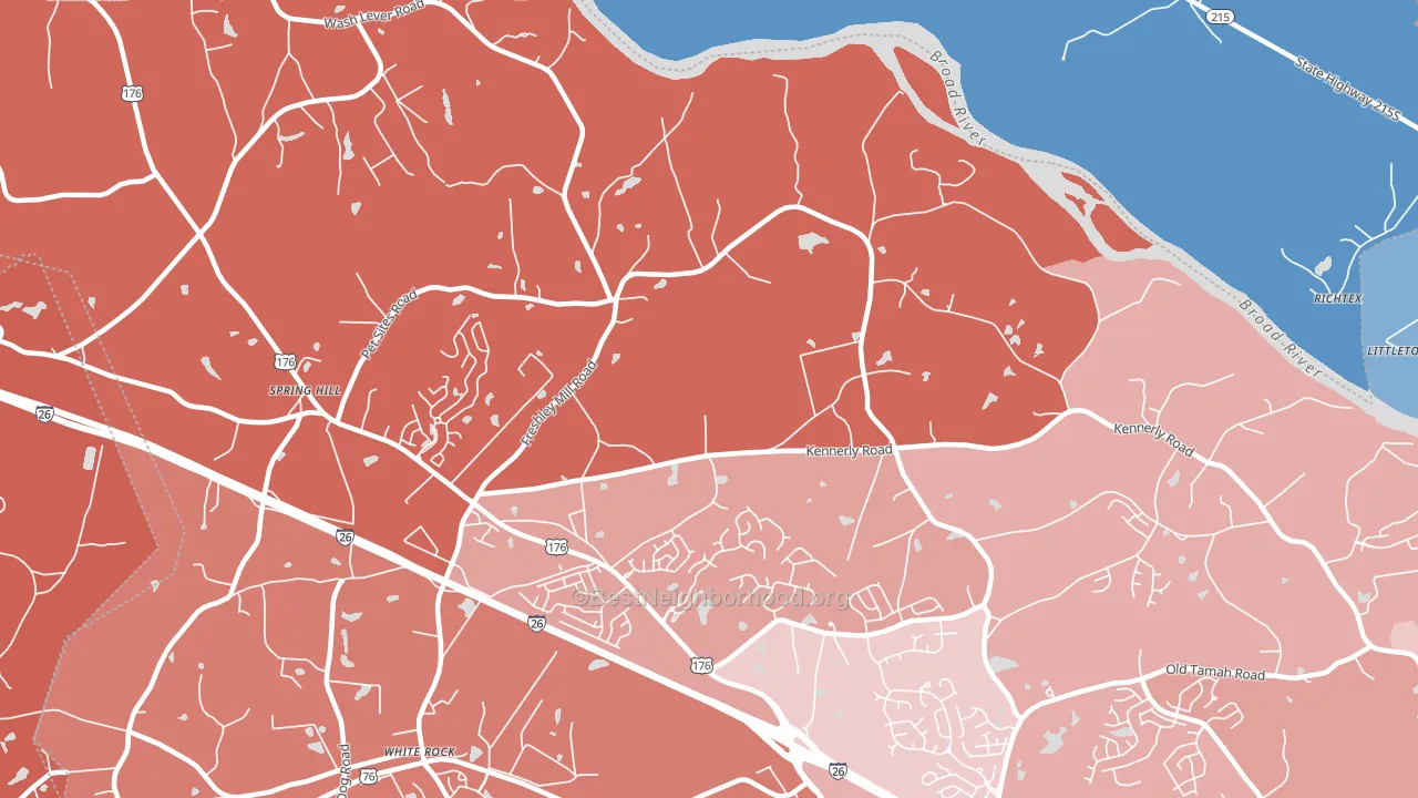 White Rock, SC block-group political-lean map