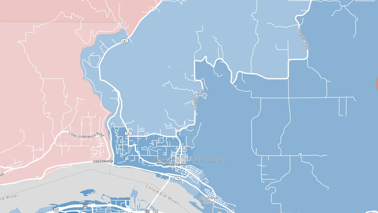 White Salmon, WA block-group political-lean map