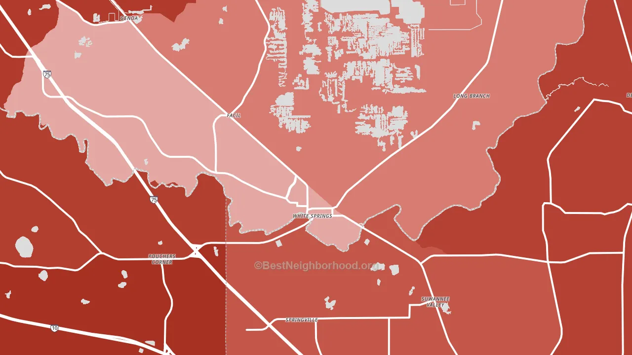White Springs, FL block-group political-lean map