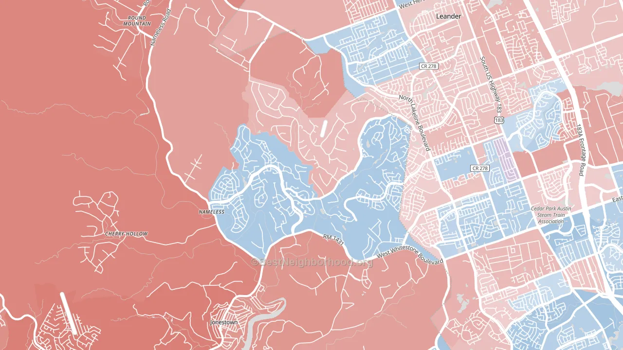 White Stone, TX block-group political-lean map