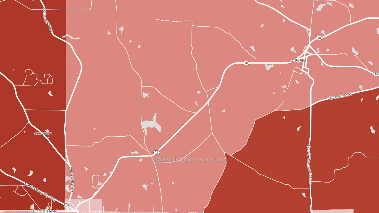 White Sulphur Springs, GA block-group political-lean map